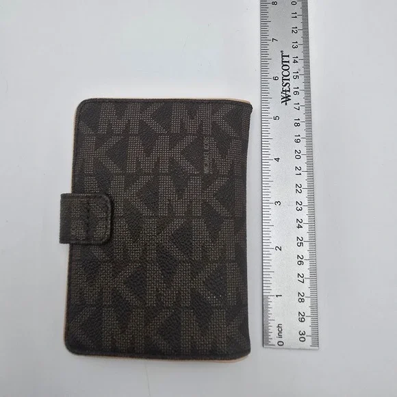 Michael Kors Monogram Travel Organizer Wallet Pouch Brown Gold Tone - Picture 5 of 6